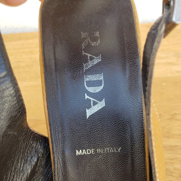 Vintage PRADA Camel Peep Toe Platform Heels - Picture 9 of 10